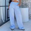 2024 Women's Striped Wide Leg Pants Casual Street INS Fashion Loose High Waist Pants