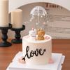 5pcs Birthday 3D Red Heart Cake Toppers Pink Heart Love Cake Decor Happy Birthday Anniversary Wedding Cupcake DIY Decoration