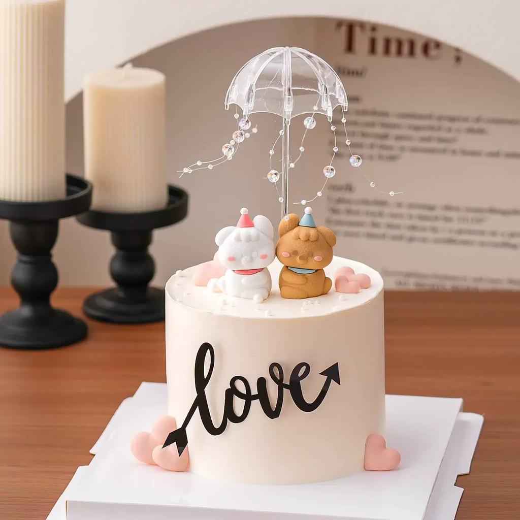 5pcs Birthday 3D Red Heart Cake Toppers Pink Heart Love Cake Decor Happy Birthday Anniversary Wedding Cupcake DIY Decoration