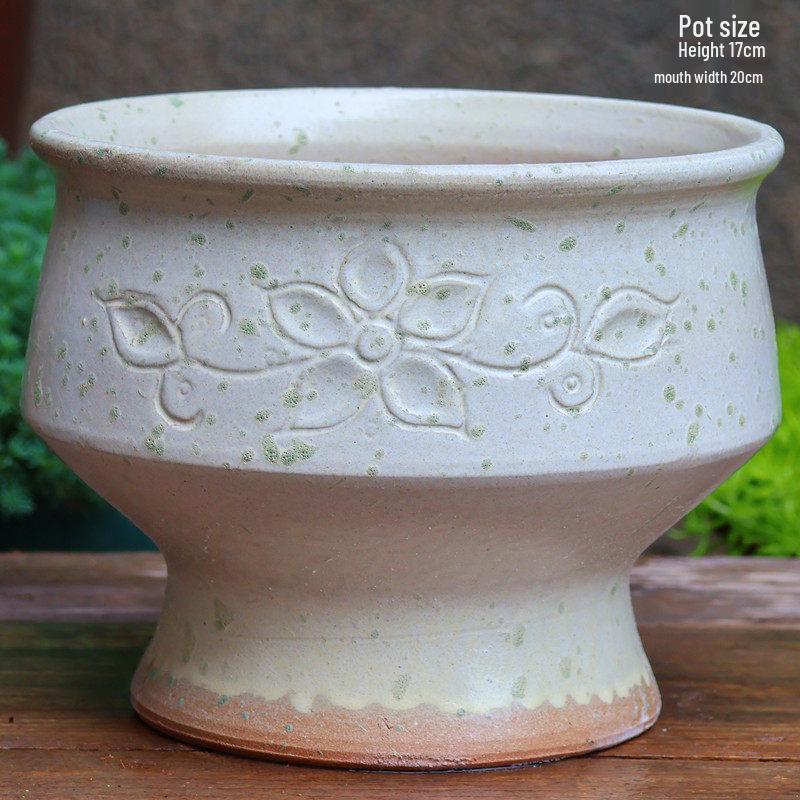 Handmade Large Purple Clay Ceramic Pot for Succulents and Bougainvillea – Breathable, Coarse Pottery Design for Living Room.