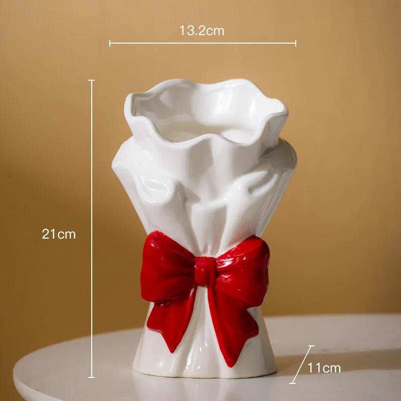 Lovely Bowknot Bouquet Creative Ceramic Vase Plant Pots Table Decoration Flowers Arrangement Flower Vases Room Aesthetic Decor