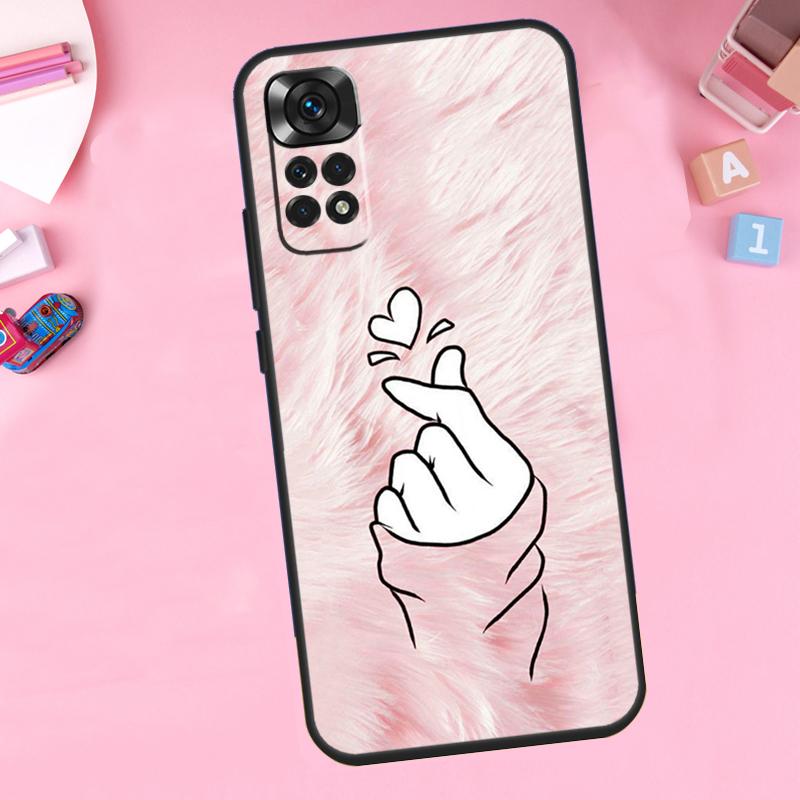Kpop Hand Finger Heart Phone Case For Xiaomi Redmi Note 11 10 9 8 12 Pro Turbo 9S 10S 11S 12S 9A 9C 10C 12C Cover