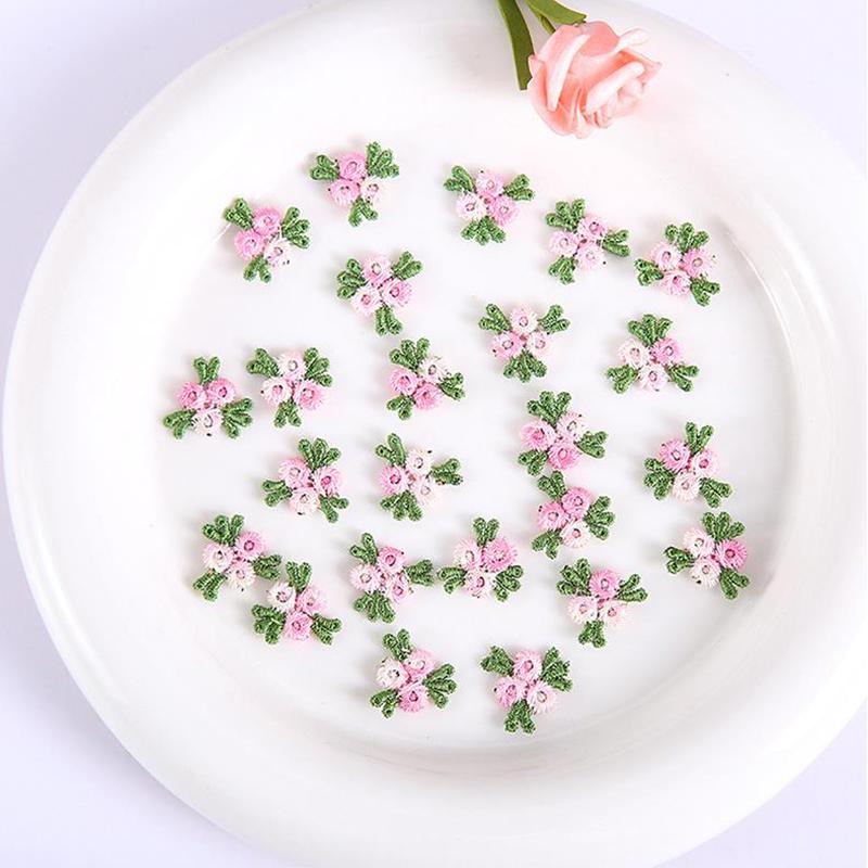 

50 шт. красные, зеленые, синие, вышитые цветочные кружевные нашивки швейные принадлежности для ремонта шириной 2 см светло-розовый