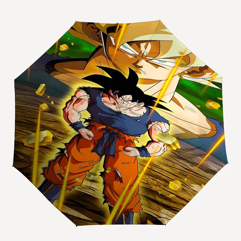 1pc Dragon Ball Z Goku Super Saiyan Automatic Folding Umbrella Portable 3-Fold Design with Iron Frame Outdoor for Fans, Travelers, Everyday Use Perfec