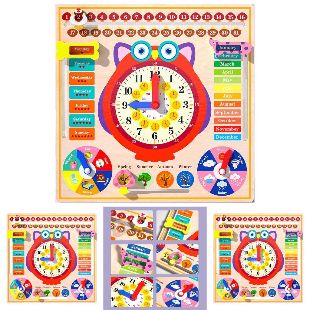 Preschool Wooden Calendar And Timeteaching Puzzle Board For Kids Development