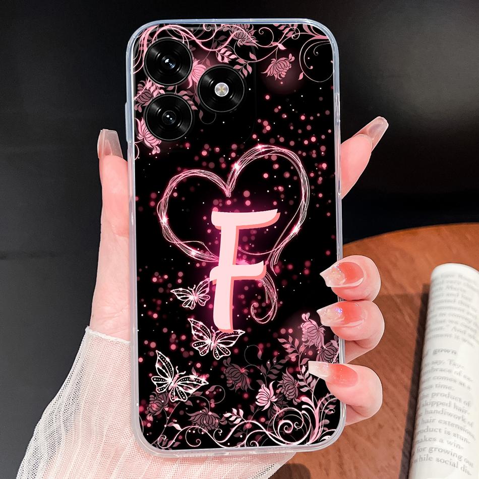 For Honor Play 10A 10T 9A 7T Phone Case Pink Heart Letters Soft Clear TPU Silicone Cover For Honor Play10 A 9 A Lightweight Capa