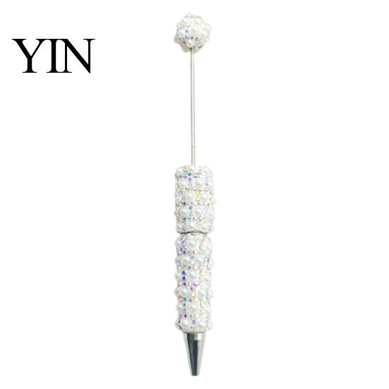 Luxury Faux Diamond Pen DIY Beadable Pen, Rhinestone Pearl Ballpoint Fancy Glitter Creative for Crafting, Student Stationery Office Writing