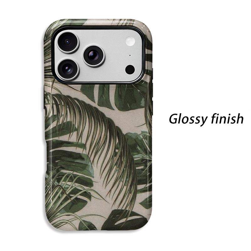 Natural Realistic Palm Leaves Art Graphic Design Modern Print Film Aesthetic Protective Shockproof Bumper Phone Case Cover For iPhone 141516ProMaxPlus