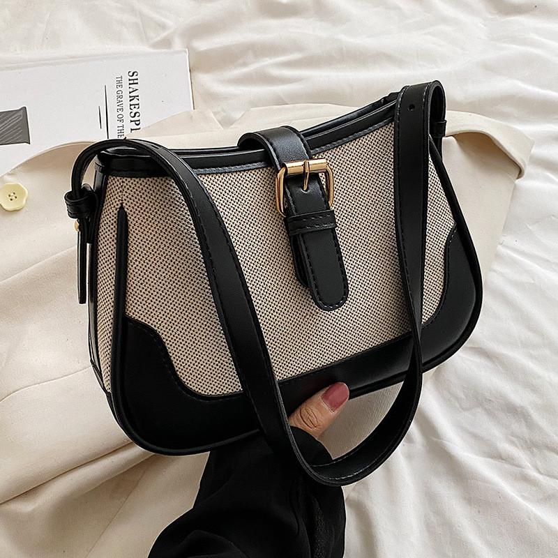 IELGY Ladies Underarm Bag Niche Design All-Match Canvas One Shoulder