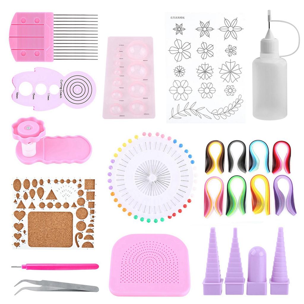 1 Set   Quilling Paper Craft Rolling Kit Slotted Tools Strips Tweezer For Decoration