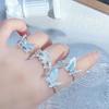 Cool Sense Series Ocean Blue Butterfly Enamel Drip Oil Opening Ring Inlaid Zircon Light Luxury Premium Sense Ring Female
