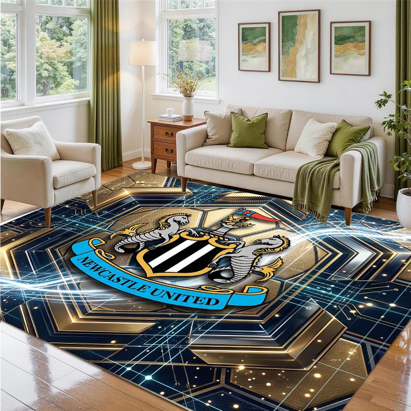 Newcastle United Football Design Crystal Velvet Rug Soft Decorative Mat for Bedroom Entrance