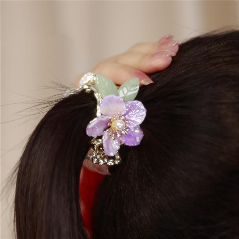 

Заколка для волос с цветочной кисточкой, женская заколка для волос со стразами, металлический коготь для волос, круглый держатель для хвоста, заколка, аксессуары для волос