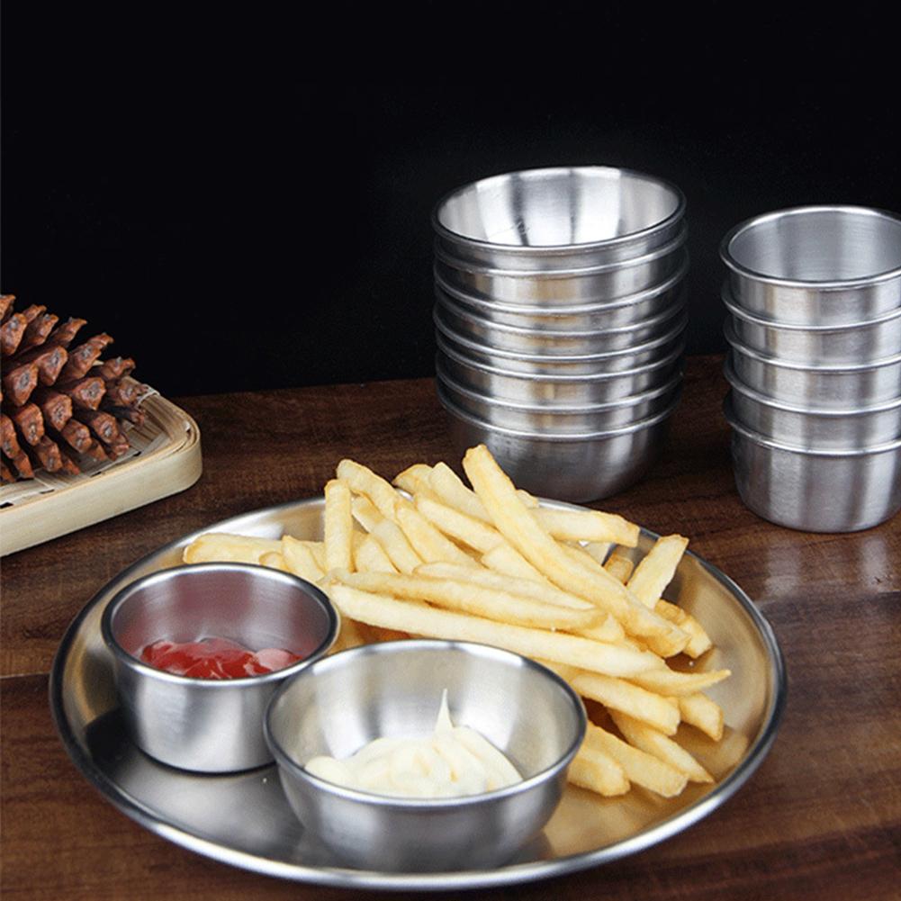304 Stainless Steel Saucer Sauce Dish Cup Appetizer Serving Tray Household Kitchen Restaurant