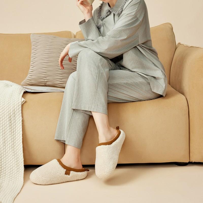 Fashion Crestar Winter Fuzzy Slippers For Women Soft Cozy Indoor Plush Flat Shoes Warm Fur Fuzzy Slides Slip On Furry Cotton Slippers