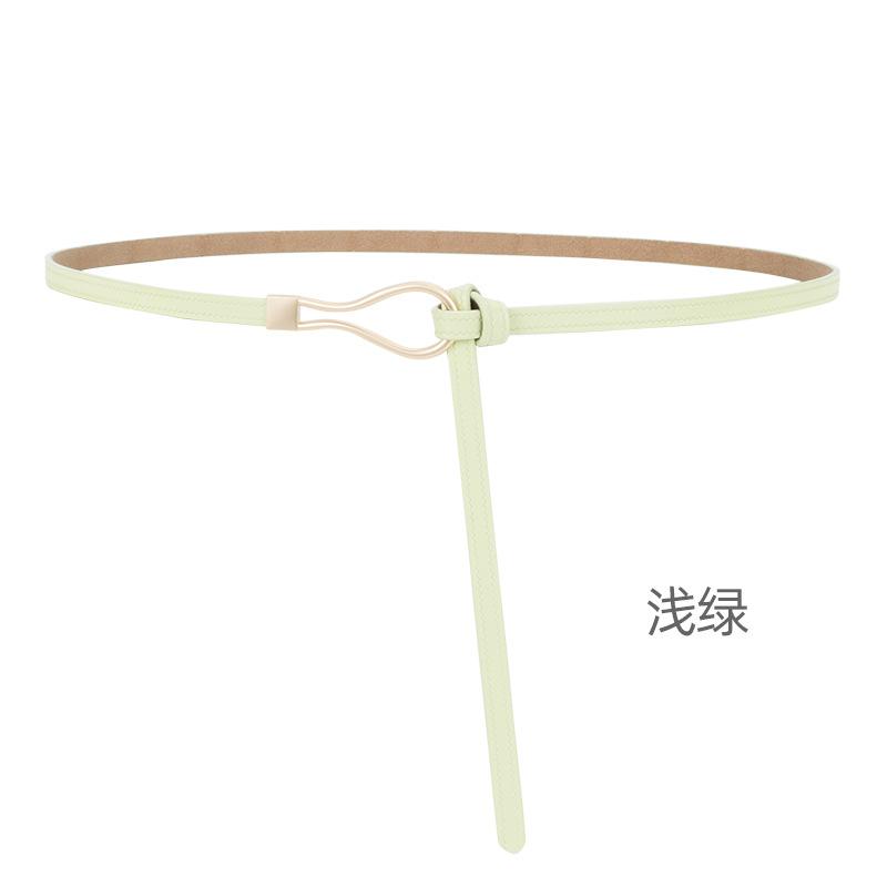Four Seasons Available New Women'S Leather Thin Belt With No Hole Design Decorative Belt Waist Seal Dress Versatile Two Layer Leather Belt