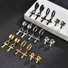 Orecchini a Cerchio Huggies con Croce Ankh per Uomo Donna, Orecchino Piercing Impermeabile in Acciaio Inossidabile, Gioiello Regalo con Croce Egizia