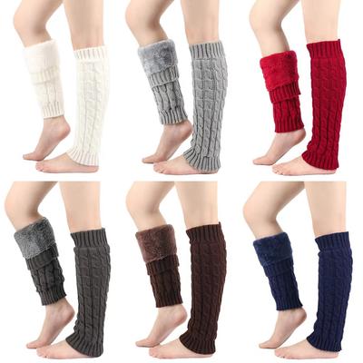 Twist Pattern Winter Boot Socks Knee High Boot Leg Sleeve Plush Pile Long Socks  Ankle Warmer