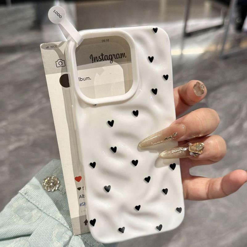 Heart Shaped Ripple Phone Case Suitable for iPhone 17 16 15 14 13 12 11 Pro/Max/Plus Anti Drop and Shockproof Back Cover