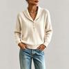 Damen Pullover mit Kragen und Zopfmuster, lockere Passform - schmeichelhaftes Freizeit Oberteil