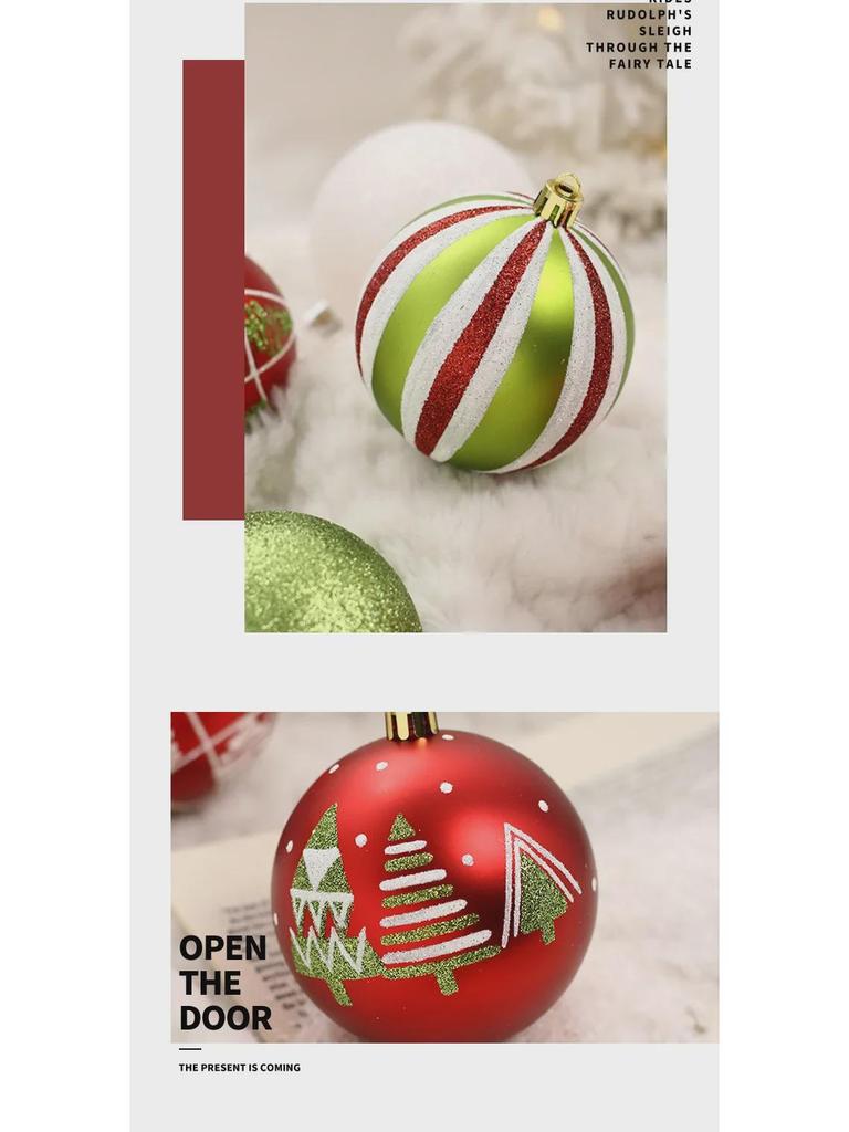 Elegant 8CM/16 Painted Christmas Ball Set: Exquisite Cross-Border Tree Decorations