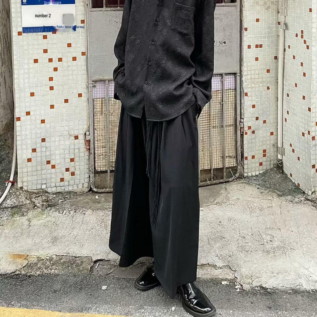 Yohji Yamamoto-Style Genderless Wide-Leg Pants: High-End Japanese Casual Skirt Pants for Men and Women.