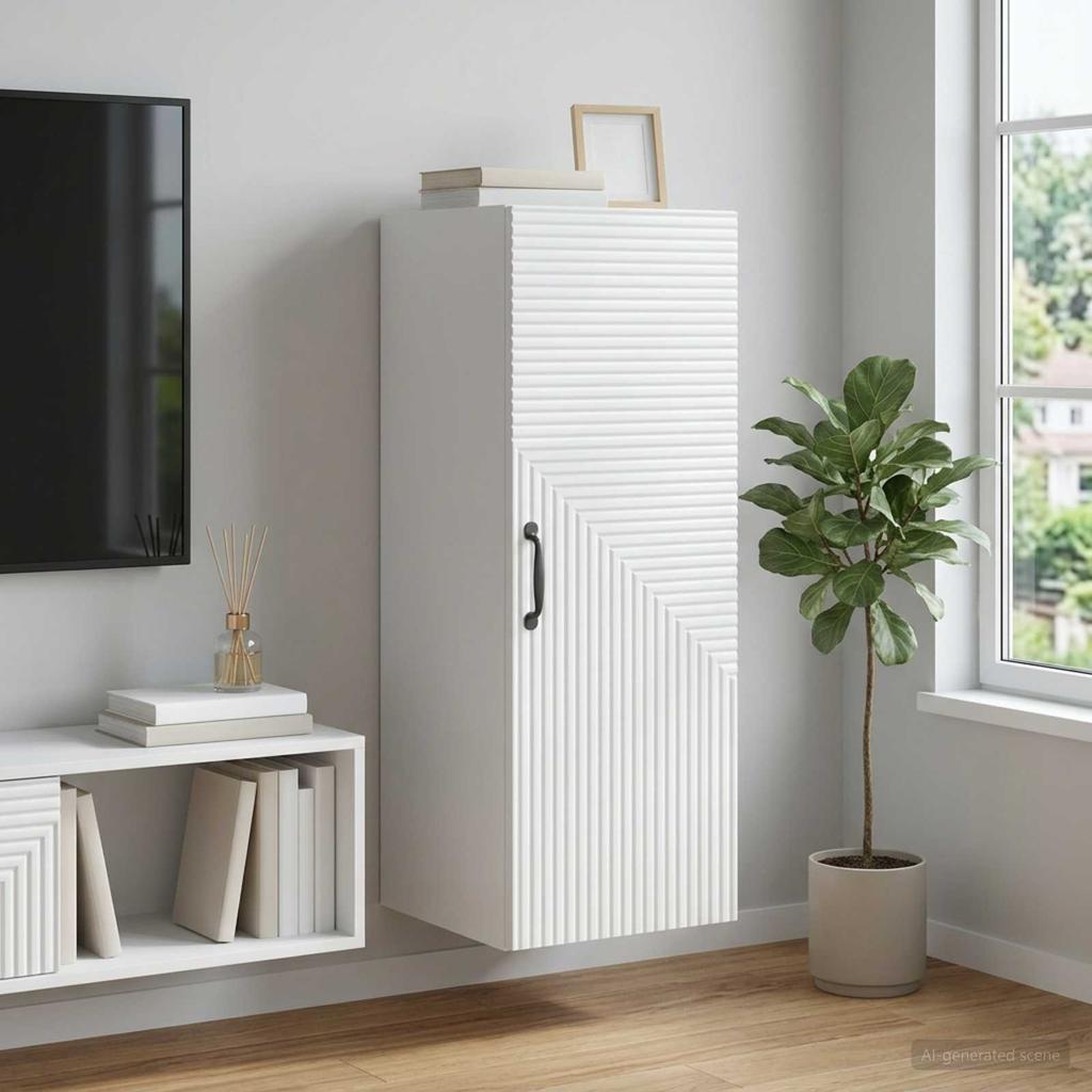 Wall Mounted Cabinet White 33 X 34.5 X 90 Cm Engineered Wood