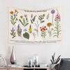 Wildflowers Vertical Wall Hanging, Illustrative Reference Chart Tapestry With Word, Beige White Vintage Tarot Flag Straight