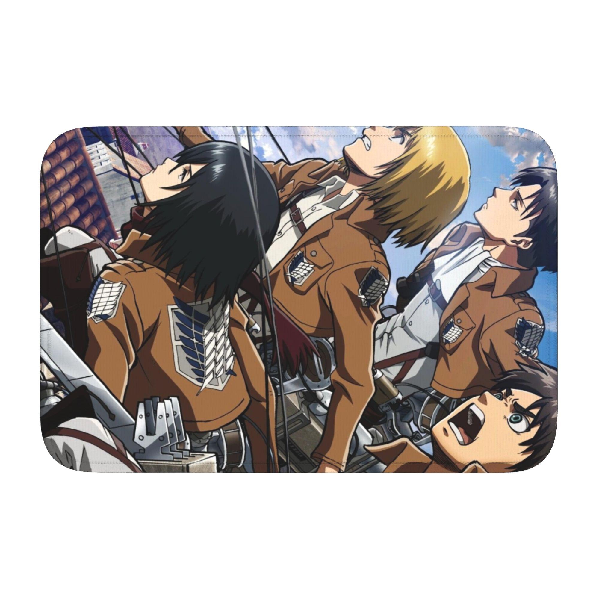 

Attackes on Titan Front Door Mat Anti-Slip Indoor Welcome Waterproof Doormat Floor Bathroom Entrance Rug Carpet Footpad 60cm x 90cm