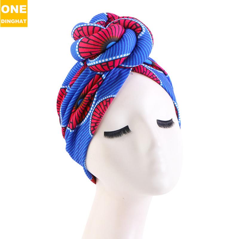 Chapéu Turbante Africano Estampado com Torção, Chapéu Turbante com Nó de Disco, Chapéu Nacional Popular na Europa e América