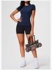 Damen Nude-Feeling Amerikanischer Stil Schnelltrocknendes Kurzarm-T-Shirt - Schlankmachendes Yoga-, Sport-, Fitness- und Laufoberteil