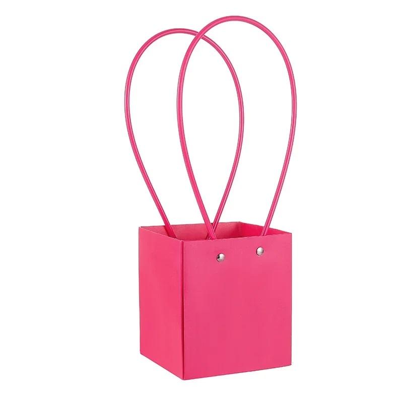 1pcs New Colored Waterproof Kraft Paper Handbag Handheld Gift Snack Bouquet Handbags Festival Flower Gift Packaging Handbag