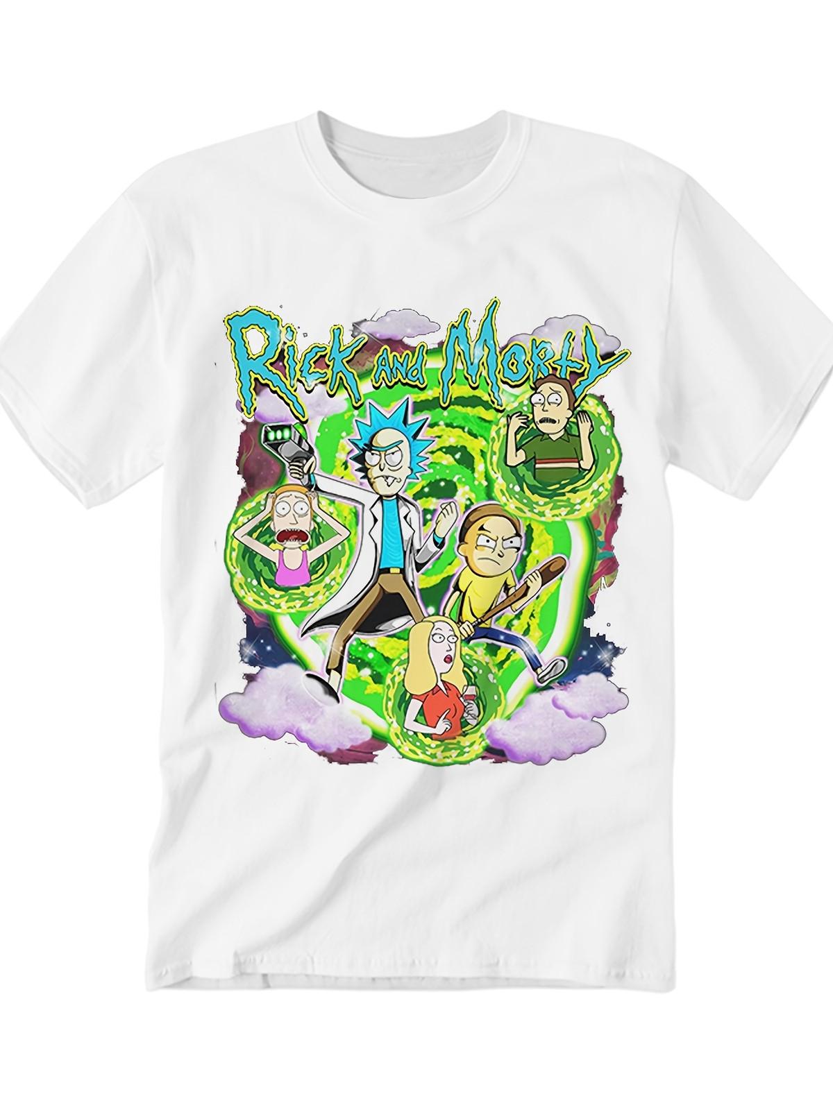 

Men S T-Shirt Featuring Rick And Morty - Eye-Catching Design - Made from Pure, S разноцветный