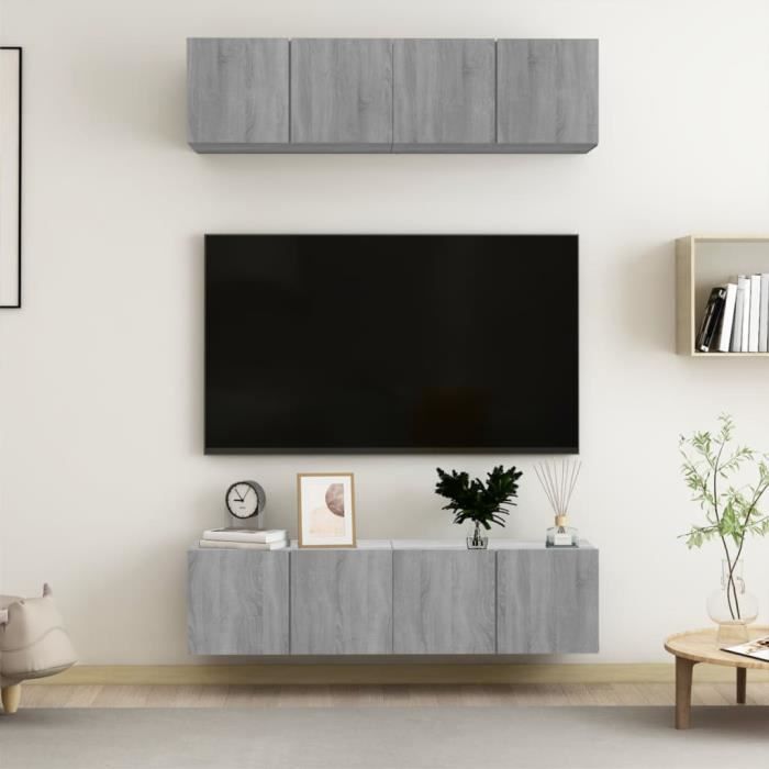 VidaXL Meubles TV muraux 4pcs Sonoma gris 60x30x30cm Bois d'ingénierie 3120204