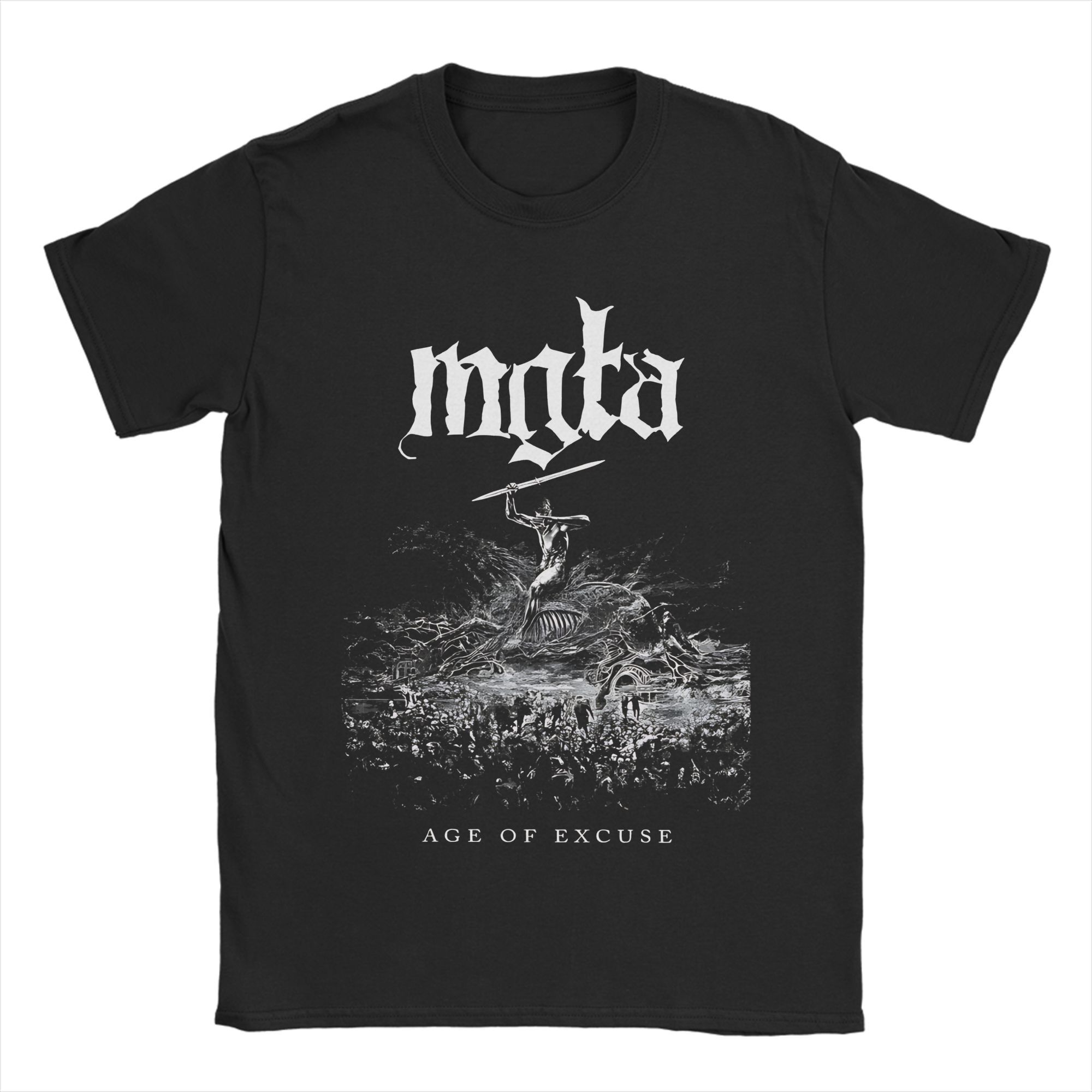 

New Arrival Mgla Balck metal band T Shirt For Unisex Pure Cotton Tee Shirt Short Sleeve Clothing L
