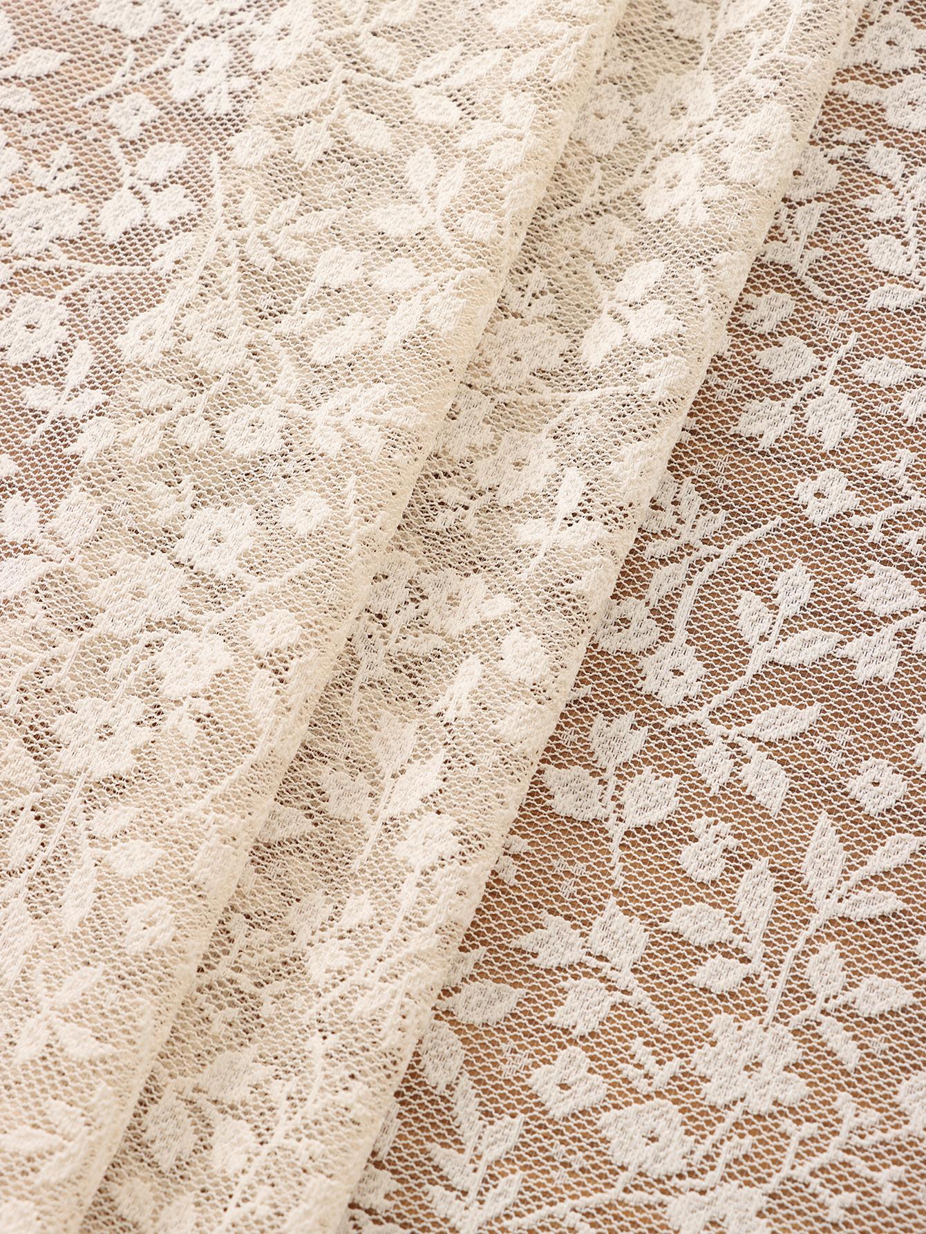 

French Beige Small Flower Hanging Fringe Lace Tablecloth Living Room Kitchen Table Decoration 130x130cm бежевый