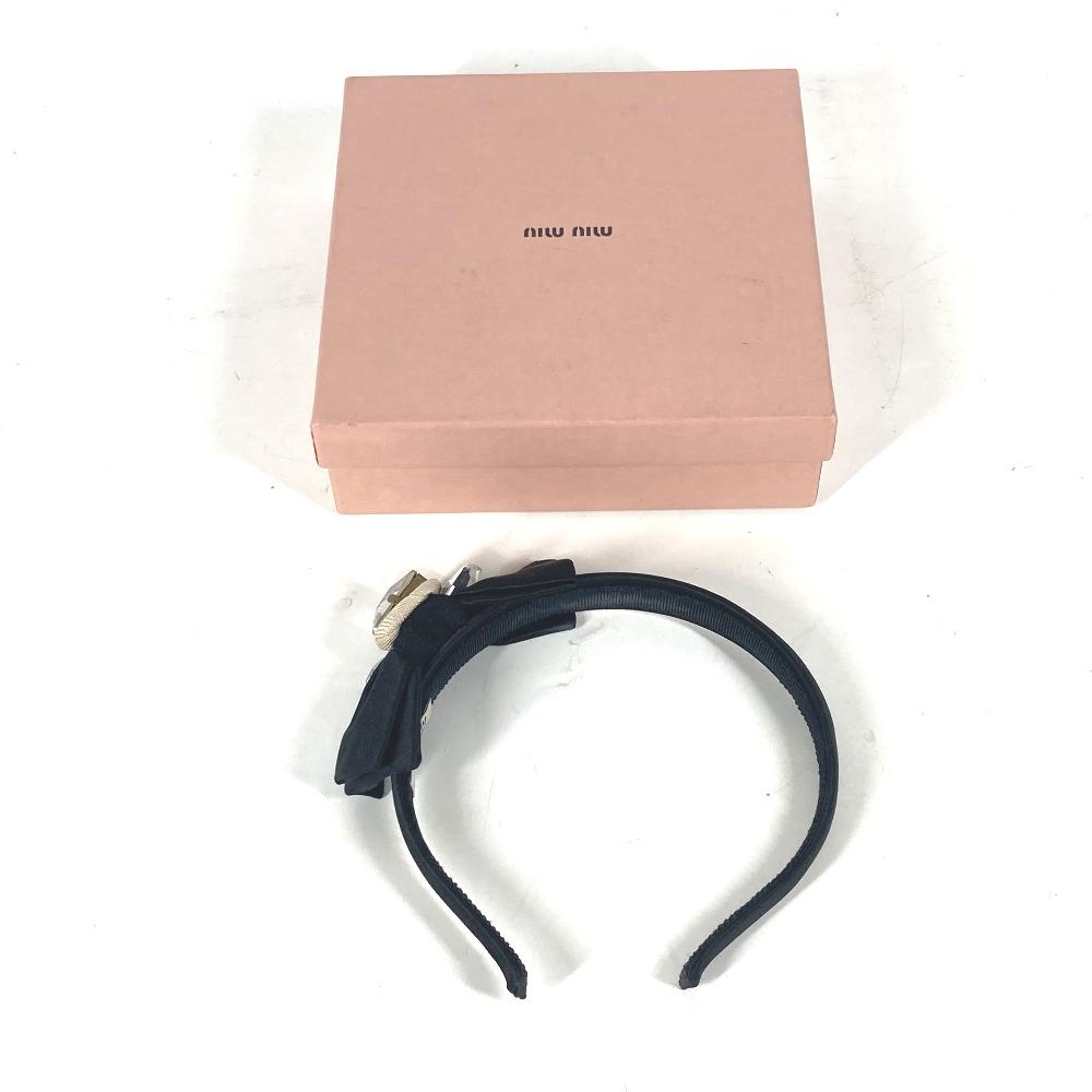 MIUMIU crystal Hair band head band Katyusha Satin Black