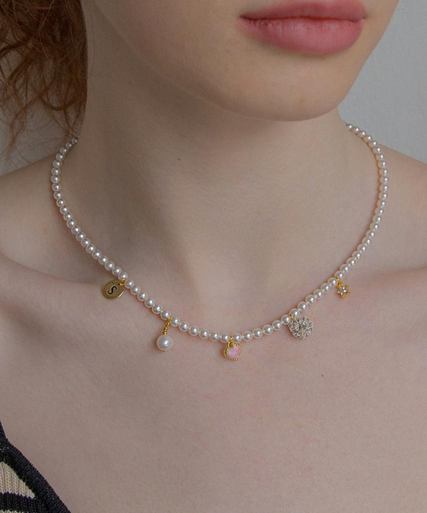 Merrymotive 5 Mini Pendant Pearl Necklace (A Type)