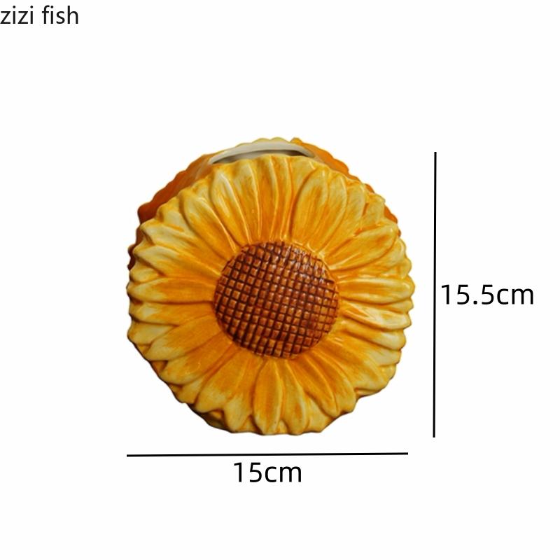 

Нарисованная вручную керамическая ваза в форме подсолнуха, устройство для цветочной композиции, гидропонная ваза, украшение для дома, вазы для сухоцветов, поделки