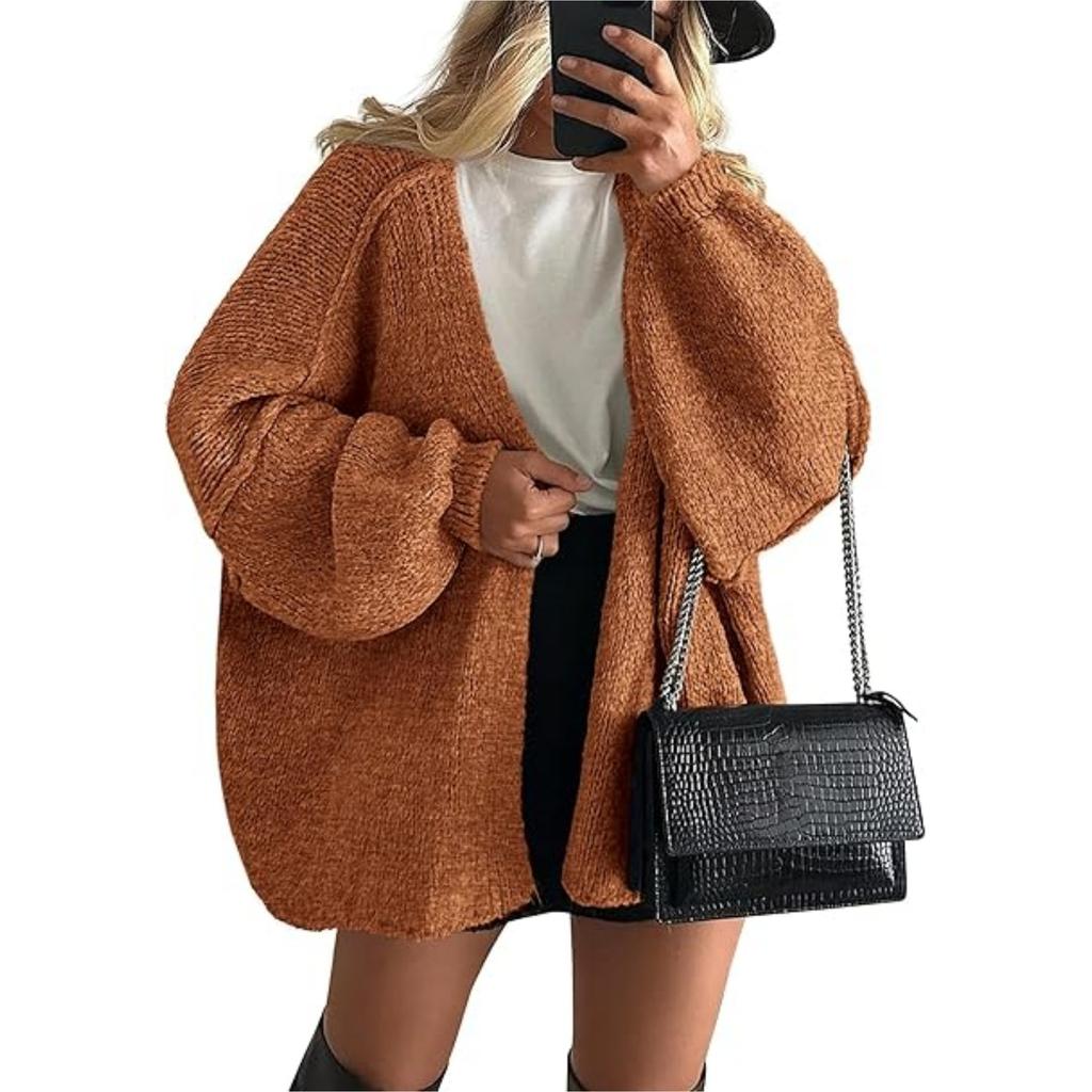 Women's Sweater Solid Color Long-sleeved Casual Loose Cardigan Sweater Jacket