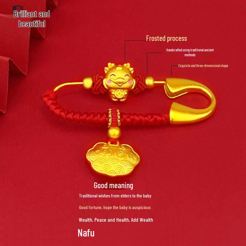 Złota broszka dla noworodka - Chiński styl półprodukt wisiorek uspokajający DIY prezent