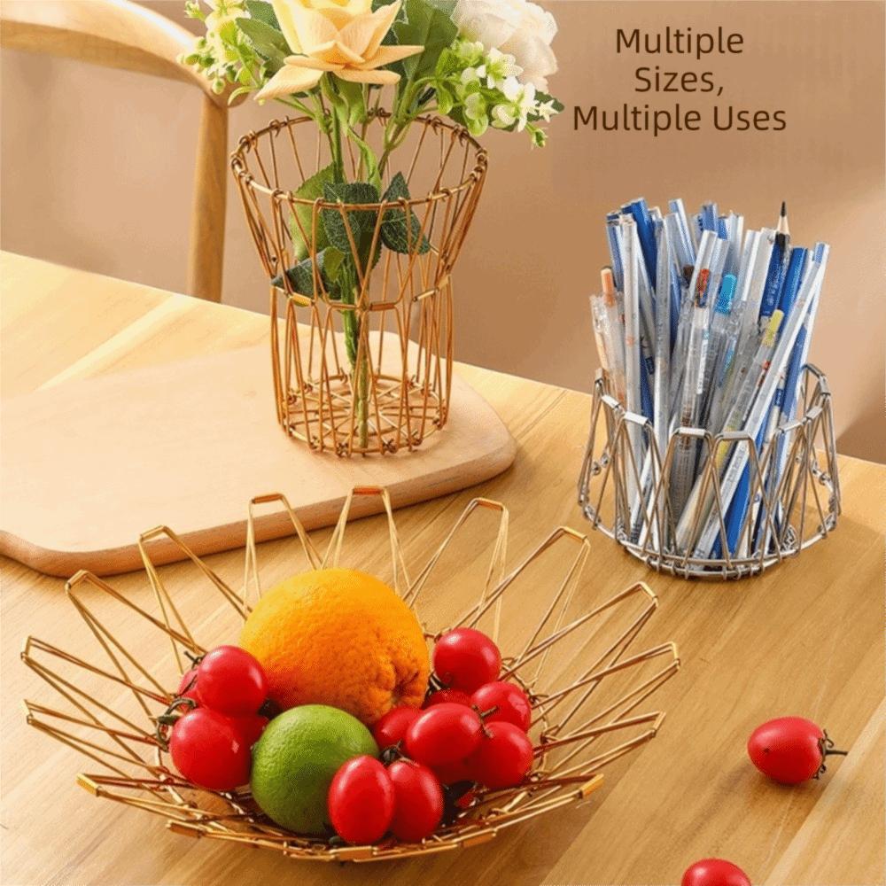 Multi-functional Hollow Structure Foldable Fruit Basket Scalable Simple Candy Dessert Rack Modern Storage Basket Desktop Storage