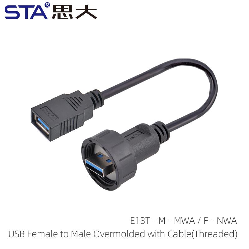 E16 Bayonet 1''20 UNEF Screw Adapter Female Ip67 Shielded High Speed USB 3.0 FPC Connector with Cable 0.3M 0.5M 1M 2M 3M