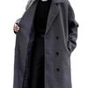 British Style Men's Mid-Length Double-Breasted Woolen Coat with Lapel – Winter Over-the-Knee Thick Outerwear.