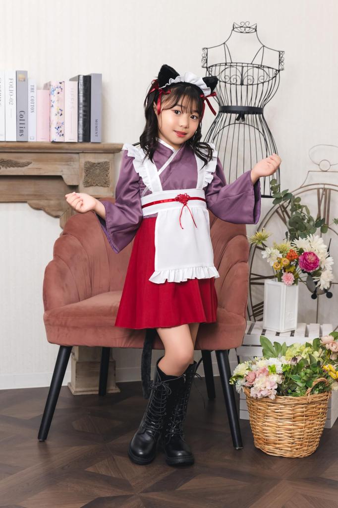 Klarer Stein Halloween Cosplay Dienstmädchen Rot Hochfarbig Kinder, 140cm, Mädchen,