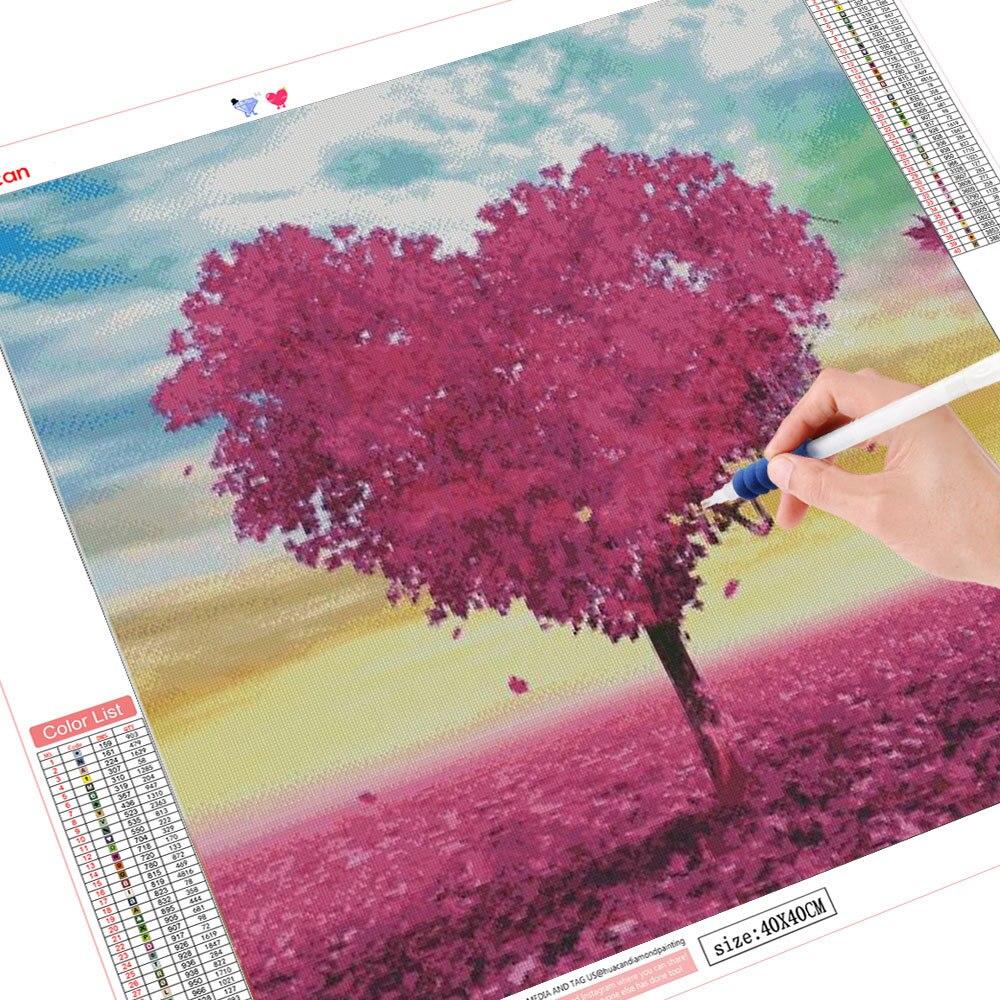 5d Diament Malarstwo Drzewo DIY Mozaika Krajobraz Pełny Kwadrat/Okrągły Diament Haft Serce Wystrój Domu Craft Kit