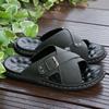 Men Flats Slippers Summer Roman Sandals Retro Black Brown Leather Wide Head Beach Shoes Plus Size
