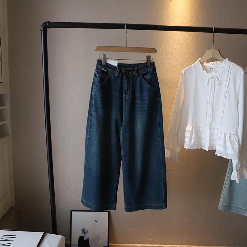 

Bi Zheng 2025 Early Spring Korean Style High-Waist Slimming Wide-Leg Women s Jeans M синій