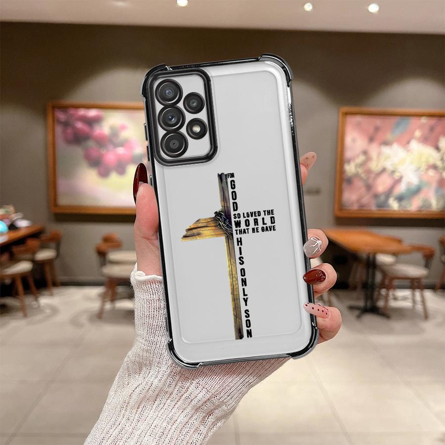 Simple Christian Cross Phone Cover Funda Case for Samsung Galaxy A33 A50 A23 A51 A16 A06 A14 A04 A54 A34 A12 A03 A15 A05 A24 A52