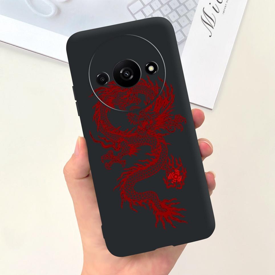 Rückseite für Xiaomi Redmi A3 4G Drachen Cartoon Tiere Cartoon Malerei Funda Etui für Xiomi RedmiA3 A 3 Weiche TPU Silikon Tasche